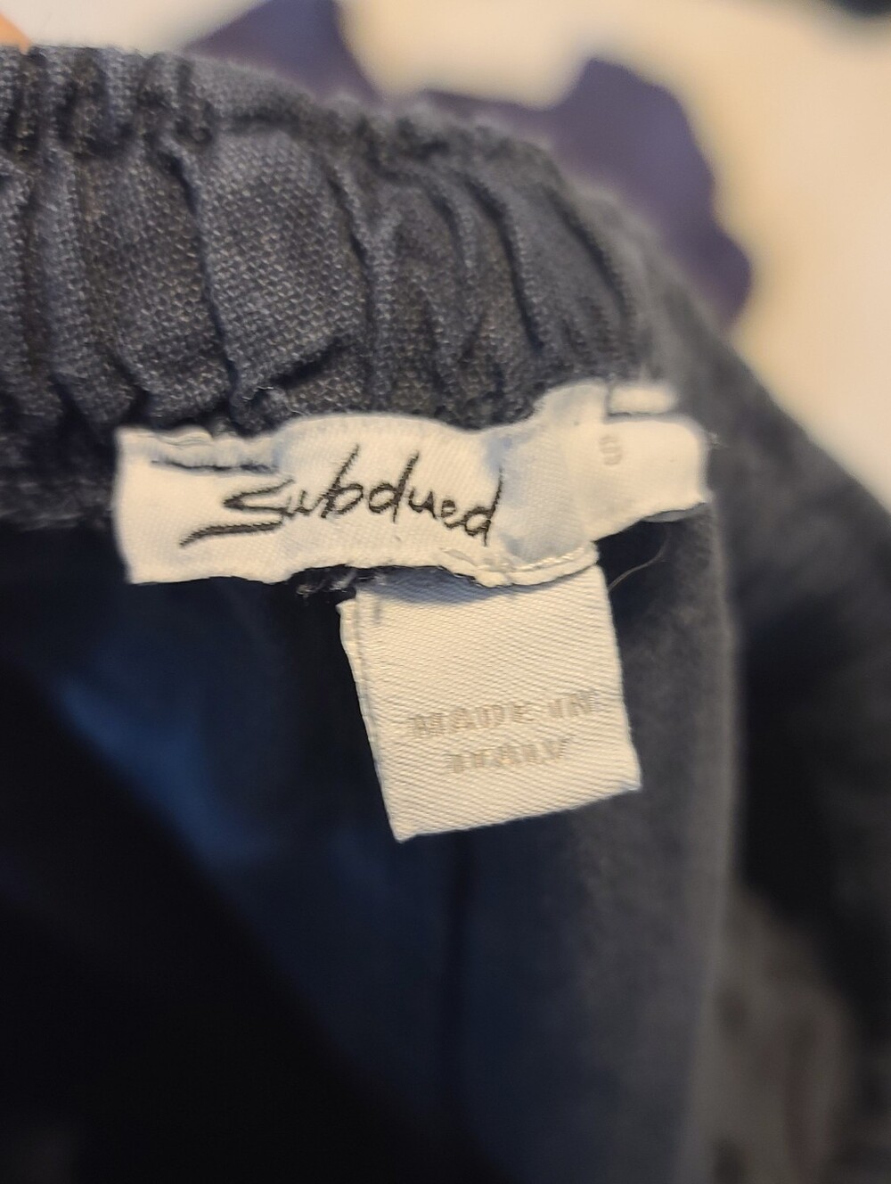 Subdued Linen Wide Leg Drawstring Navy Pants Small - Picture 5 of 5